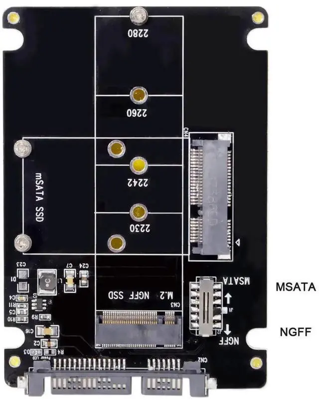 Alt view image 3 of 7 - WRIARICH M.2 NGFF B-Key + mSATA to SATA 3.0 Adapter Enclosure With Power Switch Dual SSD Converter