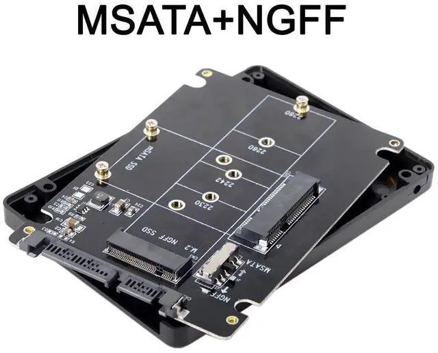 Alt view image 5 of 7 - WRIARICH M.2 NGFF B-Key + mSATA to SATA 3.0 Adapter Enclosure With Power Switch Dual SSD Converter
