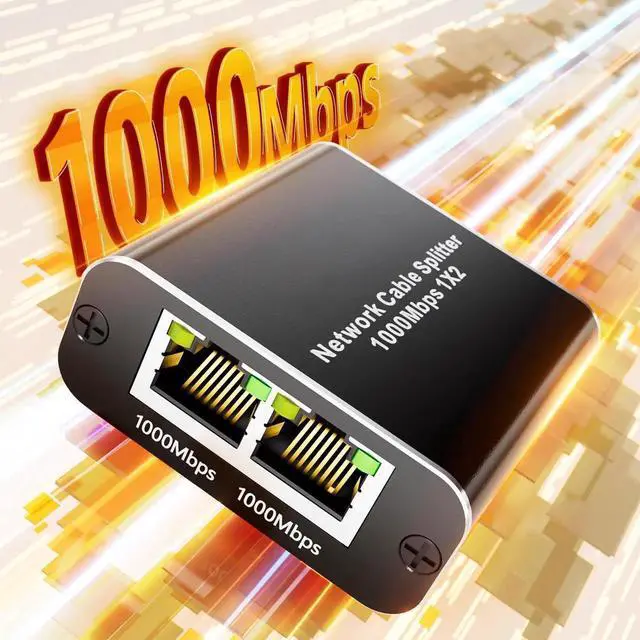 Alt view image 3 of 6 - 1 to 2 Port Gigabit Ethernet Splitter, 1000Mbps RJ45 LAN Splitter with USB Power Cable, Supports 2 Devices Online Simultaneously, Plug and Play, Compatible with Cat5/Cat5e/Cat6/Cat7/Cat8 Ethernet Cabl
