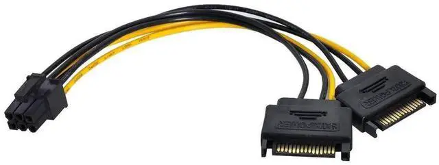 Main image of WRIARICH Dual 15Pin SATA to PCIe 6Pin Power Adapter Cable for Graphics Card