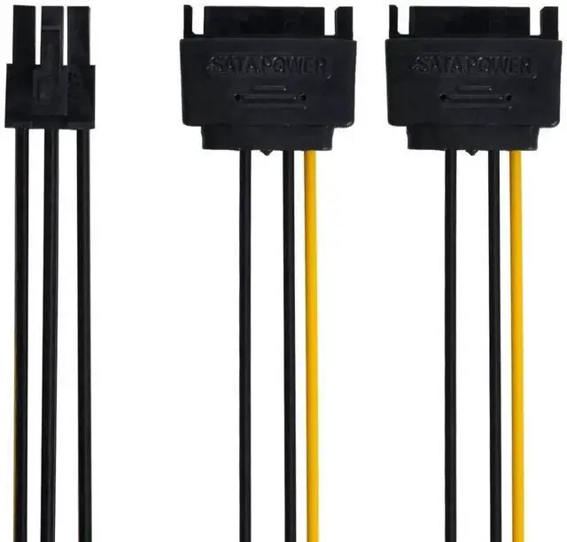 Alt view image 3 of 4 - WRIARICH Dual 15Pin SATA to PCIe 6Pin Power Adapter Cable for Graphics Card