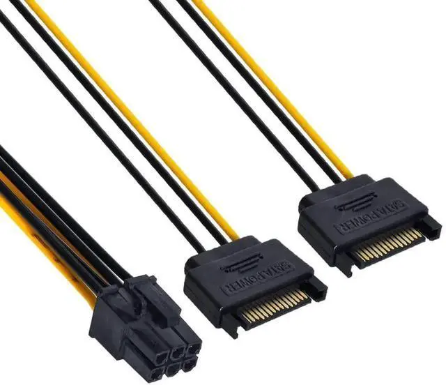 Alt view image 4 of 4 - WRIARICH Dual 15Pin SATA to PCIe 6Pin Power Adapter Cable for Graphics Card