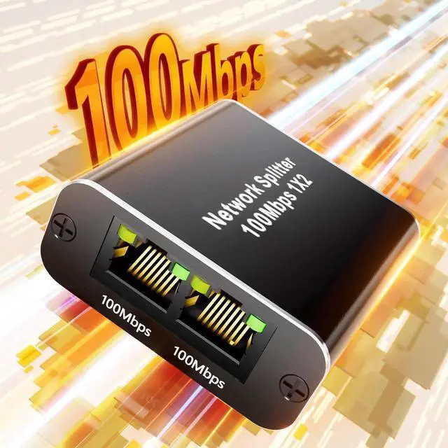 Alt view image 4 of 6 - WRIARICH 100Mbps RJ45 Ethernet Splitter 1 to 2 Port, LAN Network Splitter Supports 2 Devices Online Simultaneously with USB Power Cord, Compatible with Cat5 Cat5E Cat6 Cat7 Cat8 Ethernet Cables
