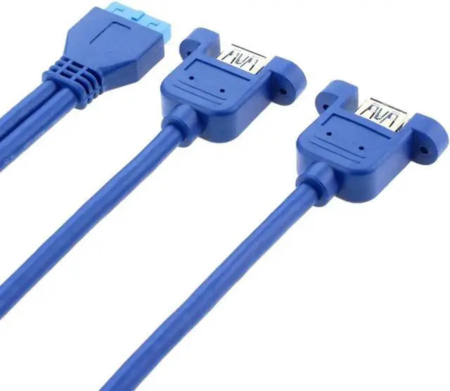 Alt view image 3 of 4 - WRIARICH 1.64FT 2-Port USB 3.0 Splitter Cable, 20-Pin Motherboard Header to Dual USB A Female Adapter with Mounting Holes & Screws