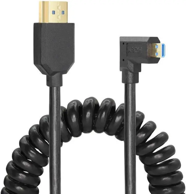 Main image of WRIARICH Right Angle Coiled Micro HDMI to HDMI 2.1 Cable, 8K 48Gbps Telescopic Cord 4K 120Hz Dynamic HDR for Sony Canon Nikon Fujifilm GoPro Cameras