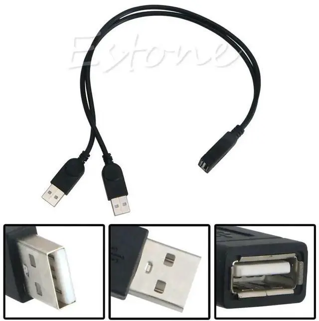 Main image of WRIARICH 1PCS 25cm USB 2.0 1 Female to 2 Male Y Splitter Cable, One-to-Two Data & Power Extension Cord