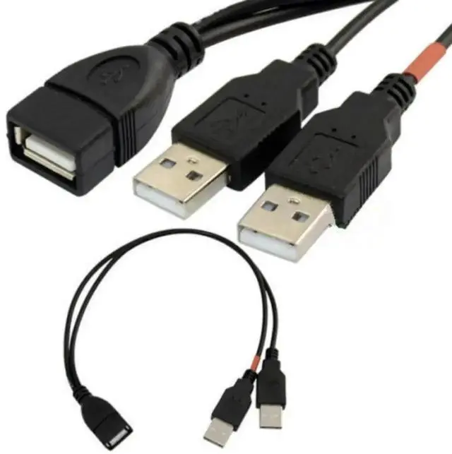 Alt view image 2 of 2 - WRIARICH 1PCS 25cm USB 2.0 1 Female to 2 Male Y Splitter Cable, One-to-Two Data & Power Extension Cord