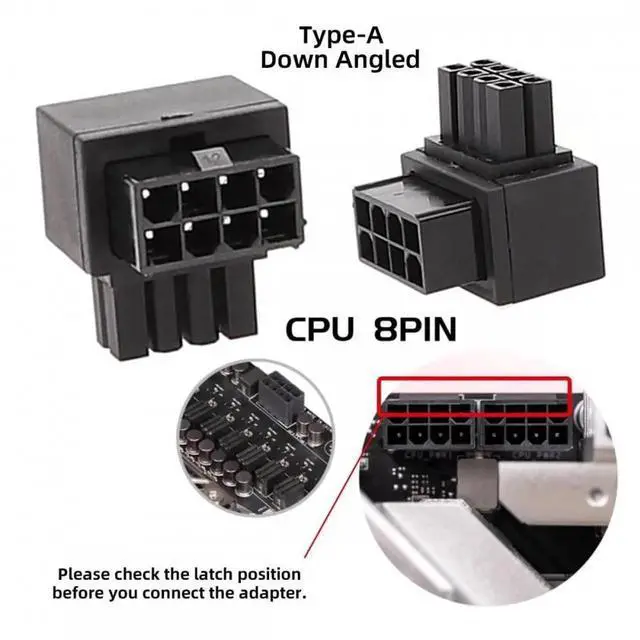 Alt view image 5 of 7 - WRIARICH 2 Pack 90 Degree Up & Down Angled ATX 8Pin EPS CPU Power Adapter, 12V EPS 8P Male to Female Elbow Power Header Converter for PC Motherboard CPU Power Supply