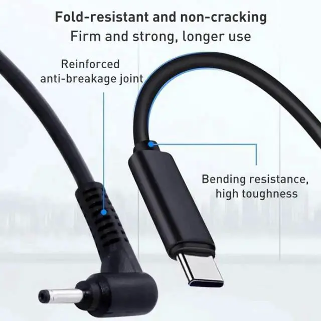 Alt view image 3 of 7 - WRIARICH 1.5m USB-C to DC 4.0×1.7mm PD Trigger Laptop Charging Cable for Lenovo IdeaPad/Yoga Series Notebooks