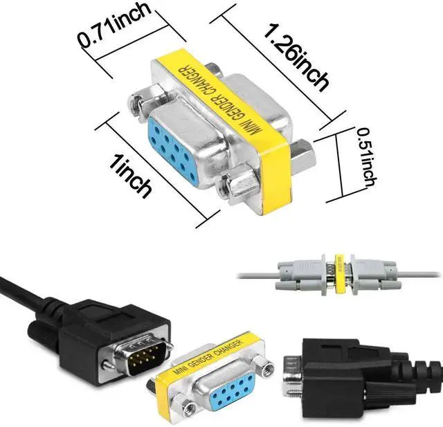 Alt view image 3 of 7 - WRIARICH 4-Pack DB9 Female to Female Gender Changer, 9 Pin D-SUB RS232 Serial Port Coupler Adapter for Serial Communication Devices, PLC Controllers, POS Equipment