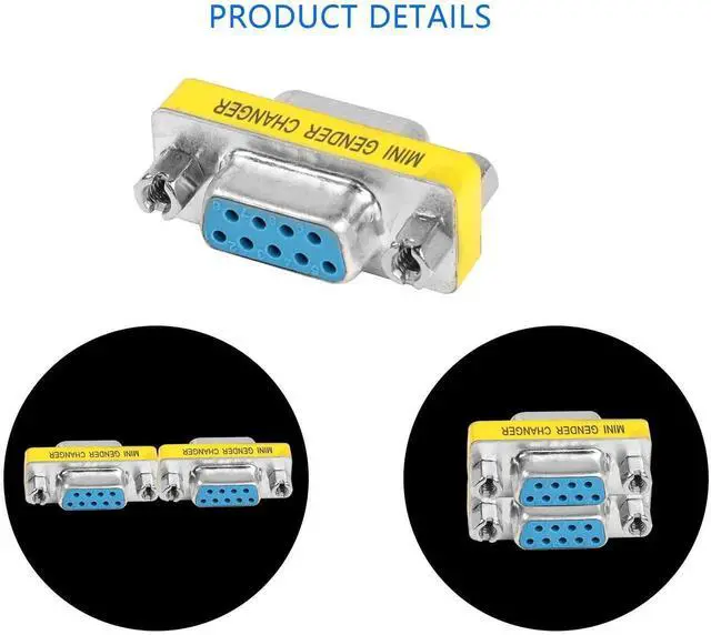 Alt view image 5 of 7 - WRIARICH 4-Pack DB9 Female to Female Gender Changer, 9 Pin D-SUB RS232 Serial Port Coupler Adapter for Serial Communication Devices, PLC Controllers, POS Equipment