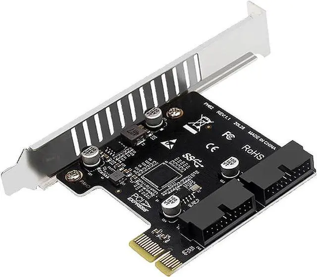 Main image of WRIARICH PCI-E 1X to Dual USB 3.0 19/20Pin Header Expansion Card, 5Gbps Internal Front Panel USB Adapter with Full & Low Profile Bracket for Desktop PC