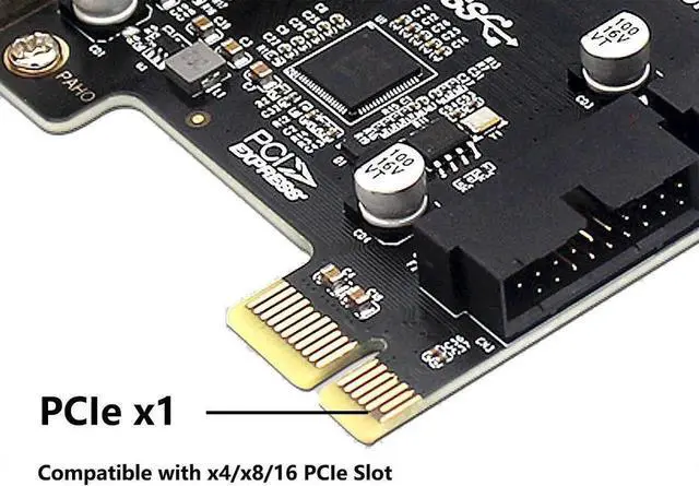 Alt view image 3 of 7 - WRIARICH PCI-E 1X to Dual USB 3.0 19/20Pin Header Expansion Card, 5Gbps Internal Front Panel USB Adapter with Full & Low Profile Bracket for Desktop PC
