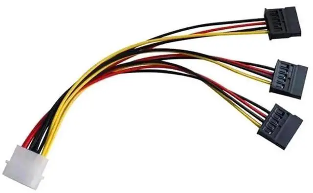 Main image of WRIARICH 1 Pack 4 Pin IDE Molex to 3 SATA Power Splitter Cable, Multi SATA Hard Drive Power Extension Cord for PC HDD SSD