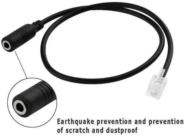 Alt view image 2 of 4 - WRIARICH RJ9 4P4C Male to 3.5mm Female Headset Adapter Cable, 3.5 Jack to RJ9 Cord Compatible with Avaya Desk Phones