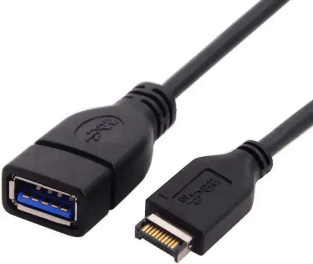 Alt view image 6 of 6 - WRIARICH USB 3.1 Type-E IDC Front Panel Header to USB 3.0 Type-A Female Extension Cable, 20cm