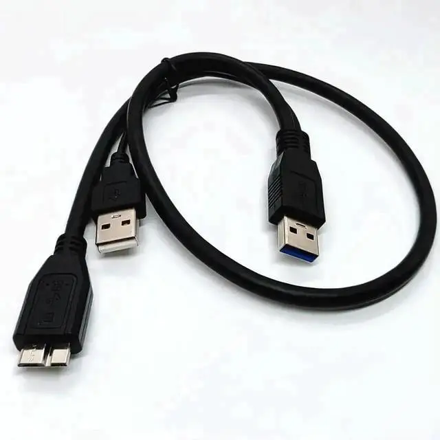 Main image of WRIARICH 0.6m USB 3.0 Type A to Micro B Y Splitter Cable, External Hard Drive Data & Power Charging Cord for Mobile HDD