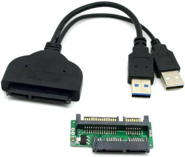 Alt view image 3 of 3 - WRIARICH 1 Set USB 3.0 to 22Pin SATA & Micro SATA Adapter Cable for 1.8" / 2.5" HDD with Extra USB Power Cord