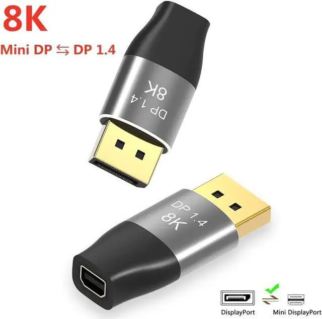 Main image of WRIARICH 2-Pack Bi-Directional Mini DisplayPort to DisplayPort 1.4 Adapter, Mini DP Female to DP Male Converter, 8K@60Hz HDR G-Sync FreeSync for Laptops, Graphics Cards and Gaming Monitors