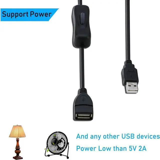 Alt view image 5 of 5 - WRIARICH 3.3ft USB Male to Female Extension Cable with ON/OFF Switch, 2-Pack, Data & Power Supported for Headset, LED Strips