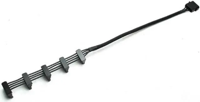 Alt view image 2 of 6 - WRIARICH 40cm Sleeved 4-Pin IDE Molex 1 to 5 SATA Power Splitter Cable, 18AWG Black Braided for PC & Server Storage Devices