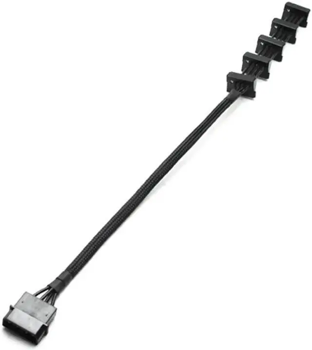 Alt view image 3 of 6 - WRIARICH 40cm Sleeved 4-Pin IDE Molex 1 to 5 SATA Power Splitter Cable, 18AWG Black Braided for PC & Server Storage Devices