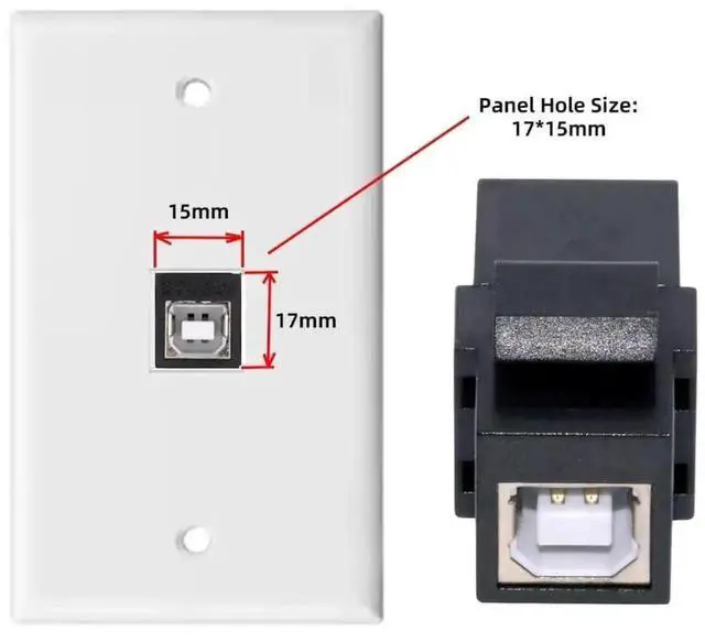 Alt view image 3 of 7 - WRIARICH USB 2.0 Type-A Female to Type-B Female Keystone Jack Insert Module, USB A-B Coupler Socket Adapter for Wall Plate Outlet Panel Cabling