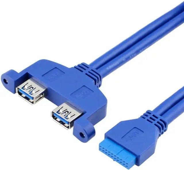 Alt view image 3 of 3 - WRIARICH 50cm 2Pin USB 3.0 Panel Mount Female to 20Pin Motherboard Cable with PCI Bracket