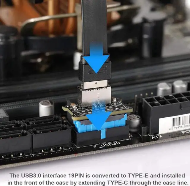 Alt view image 3 of 7 - WRIARICH USB 3.0 19PIN to USB 3.1 Type-E Adapter, 20Pin to 19Pin Front Panel Header Converter for Motherboard, PCI Bracket Design