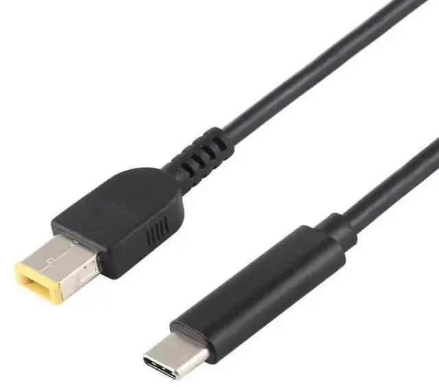 Alt view image 3 of 4 - WRIARICH 1.5m Black USB-C to Big Square Yellow Tip Laptop PD Charging Cable for Lenovo ThinkPad/ThinkBook/Xiaoxin
