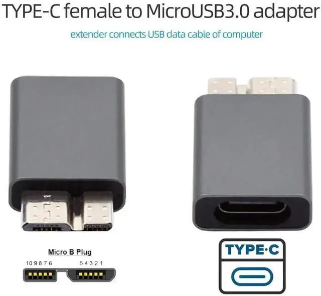 Alt view image 4 of 7 - WRIARICH USB 3.1 Type-C Female to Micro USB 3.0 Male Adapter, 10Gbps High Speed Data & Charging Converter for Laptop External SSD Hard Drives