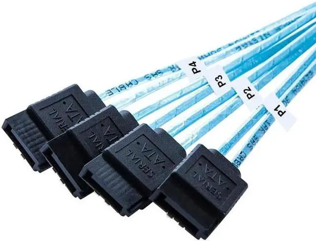 Alt view image 7 of 7 - WRIARICH Internal HD Mini SAS (SFF-8643 Host) - 4X SATA (Target) Cable, Mini SAS to SATA Cable, SFF-8643 to 4X SATA Cable, SFF-8643 for Controller, 4 Sata Connect to Hard Drive, 3.3 ft.