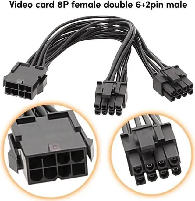 Alt view image 3 of 5 - WRIARICH 20cm PSU Modular Splitter Cable, Single 8Pin to Dual PCIe 8Pin GPU Power Extension Cord for Graphics Cards