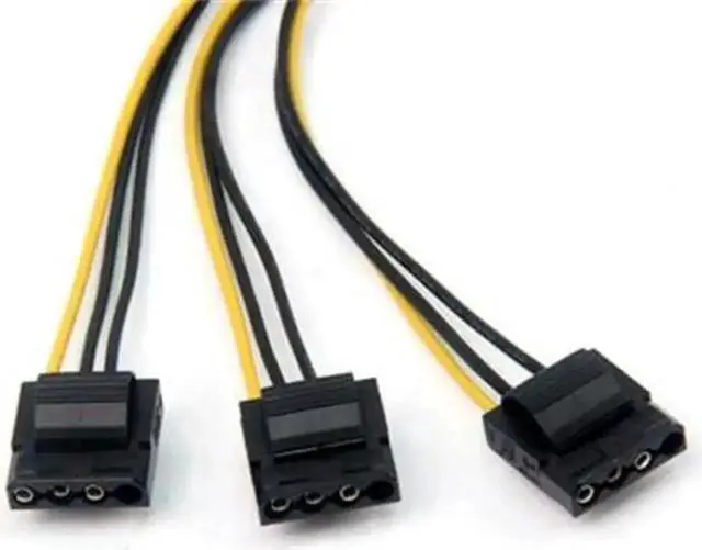 Alt view image 2 of 4 - WRIARICH 2 Pack PCIe 6Pin Female to 3 Molex IDE 4Pin Female Graphics Card Power Adapter Cable