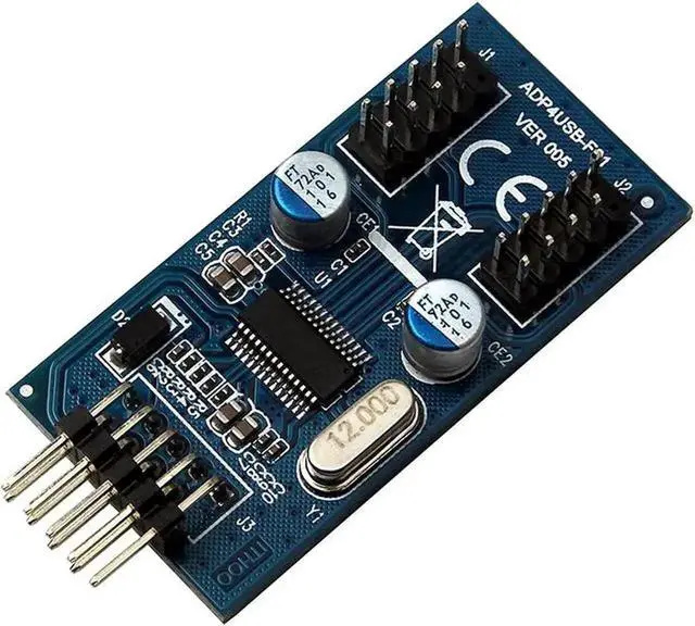 Alt view image 3 of 5 - WRIARICH 30CM Motherboard USB 2.0 9Pin Header 1-to-2 Splitter Cable, Internal USB 9-Pin Male to Dual Male Extension Hub Adapter for PC Front Panel Expansion