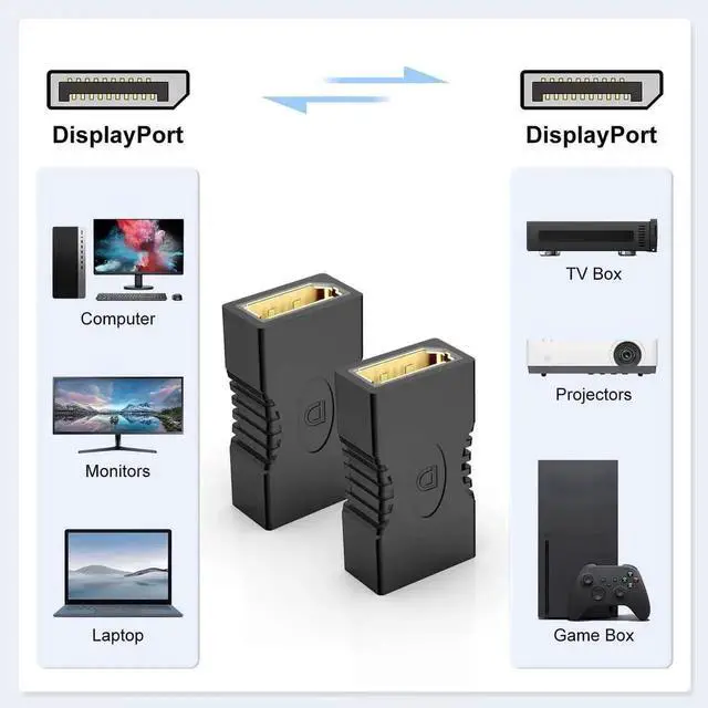 Alt view image 2 of 7 - WRIARICH 2-Pack DP Female to Female Coupler, Gold-Plated DisplayPort Extender Adapter Support 4K 3D Ethernet, DP Gender Changer for Extending DP Cable to Monitor GPU Laptop