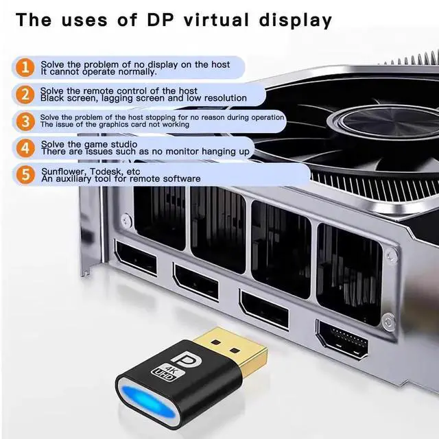 Alt view image 3 of 7 - WRIARICH DP EDID Emulator Dummy Plug, DisplayPort Headless Display Emulator Supports 2K 2560x1600@60Hz & 4K 4096x2160@17Hz, 1 Pack