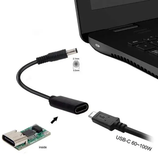 Alt view image 6 of 6 - WRIARICH USB-C PD Trigger to 5.5×2.1mm DC Barrel Power Charging Cable, Type-C Input to DC5521 Male Plug Power Conversion Cord