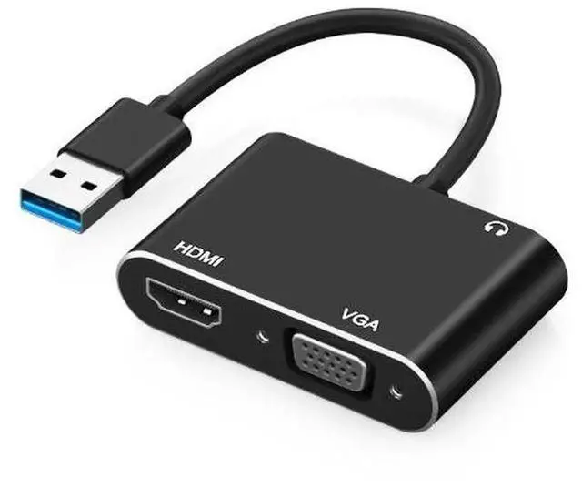 Alt view image 6 of 6 - WRIARICH AJMRTC USB 3.0 to HDMI VGA Dual Output Video Converter, USB3.0 Dual Port Display Adapter with Audio Output, Multi-Monitor Video Transformer for Laptop, Desktop, Projector