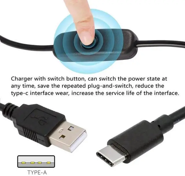 Alt view image 2 of 7 - WRIARICH Ultra Mini USB-C OTG Adapter, USB 2.0 Male to Type-C Male Cable with On/Off Switch, 5V Power Extension Cord for Phone Tablet