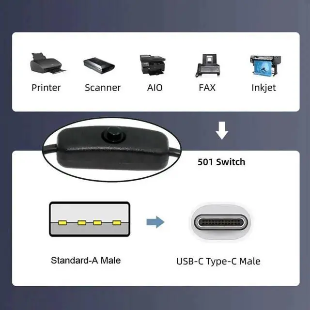 Alt view image 5 of 7 - WRIARICH Ultra Mini USB-C OTG Adapter, USB 2.0 Male to Type-C Male Cable with On/Off Switch, 5V Power Extension Cord for Phone Tablet