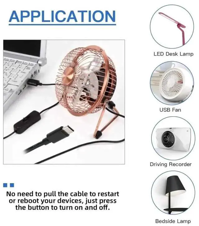 Alt view image 4 of 7 - WRIARICH Ultra Mini USB-C OTG Adapter, USB 2.0 Male to Type-C Male Cable with On/Off Switch, 5V Power Extension Cord for Phone Tablet