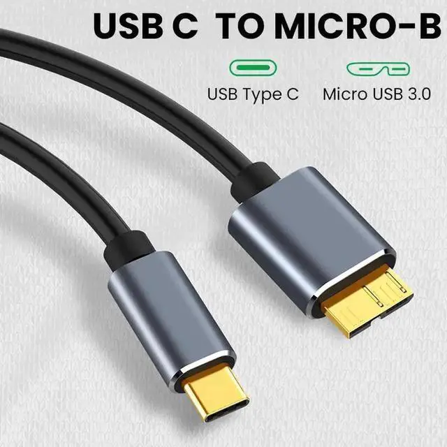Main image of WRIARICH 3.3FT USB C to Micro B Cable, Data Sync & Charging Cord for External Hard Drives, Galaxy S5