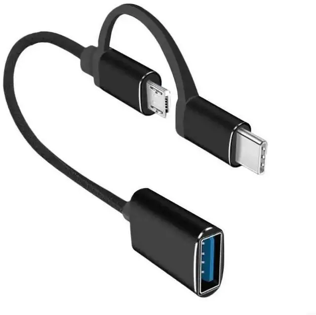 Alt view image 2 of 3 - WRIARICH 2-in-1 USB3.0 Female to Micro USB + Type-C Male OTG Adapter Cord, Data Transfer & Charging for USB-C Phones & MacBook