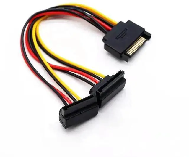 Alt view image 3 of 6 - WRIARICH 15Pin SATA Power Splitter Cable, 1 to 2 Right Angle SATA Extension Cord, PC Hard Drive SATA Power Adapter Wire