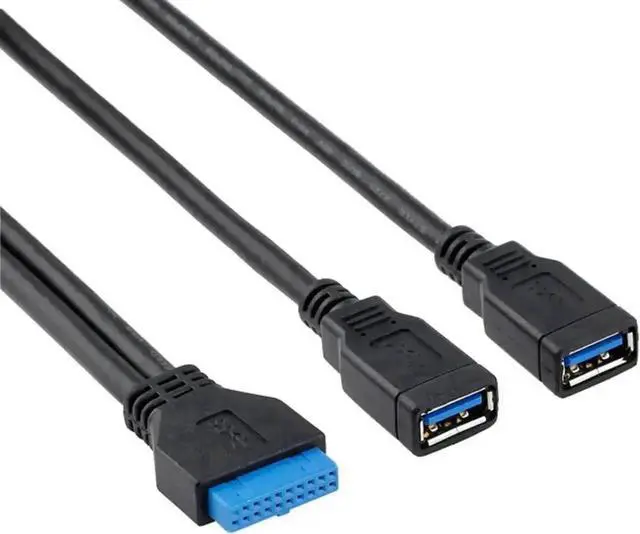 Alt view image 4 of 6 - WRIARICH 30cm 2-Port USB 3.0 Cable, 20Pin Motherboard Header to Dual USB A Female Adapter for Gaming PC Front Panel DIY