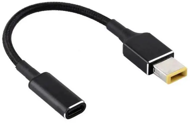 Main image of WRIARICH 30cm Nylon Braided Big Square DC to USB-C PD 100W Power Cable | Fixed 18.5V~20V Trigger Cord for Laptops