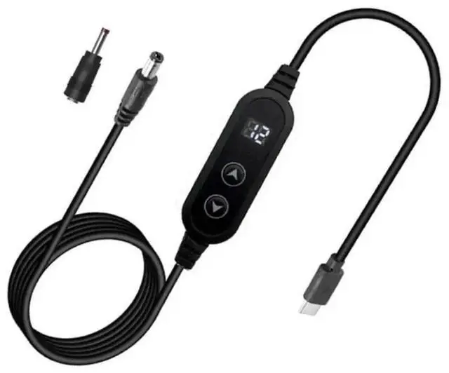 Alt view image 2 of 3 - WRIARICH Adjustable Voltage USB-C PD to Dual DC Tips Power Cable, 5-20V Variable Output 5.5×2.5mm & 3.5×1.35mm Cord for Laptops Routers CCTV Cameras
