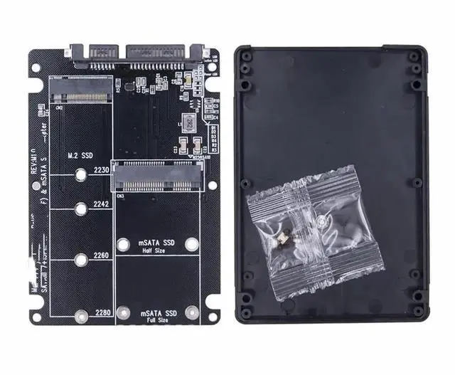 Alt view image 2 of 3 - WRIARICH 2-in-1 mSATA & B Key M.2 NGFF to SATA 3.0 Adapter with Mobile Enclosure, 6Gbps M.2/mSATA SSD to 2.5" SATA Riser Card for PC & Laptop