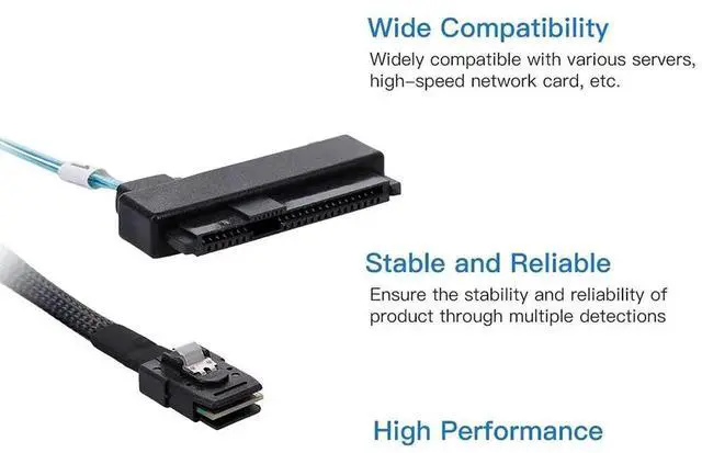 Alt view image 3 of 7 - WRIARICH 50cm SFF-8087 to 4 SFF-8482 Mini SAS Breakout Cable with SATA Power, 36Pin Host to Quad Hard Drive Target Wire for Server RAID Storage Array
